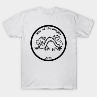 Year of the Dragon 2024 Black Line T-Shirt